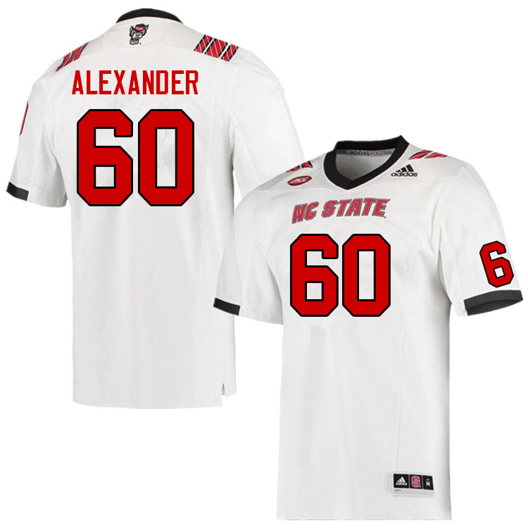 Men #60 Blair Alexander NC State Wolfpack College Football Jerseys Sale-White